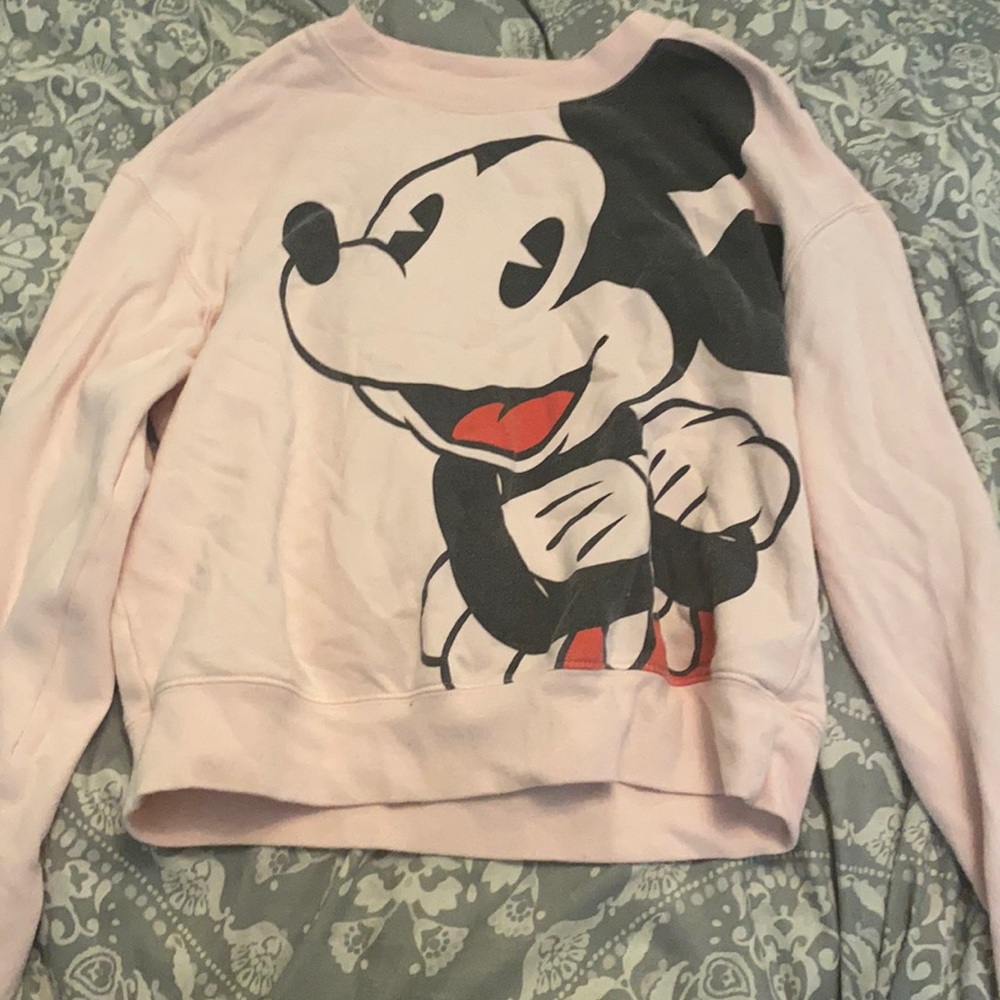 pink disney mickey mouse crew neck, size medium